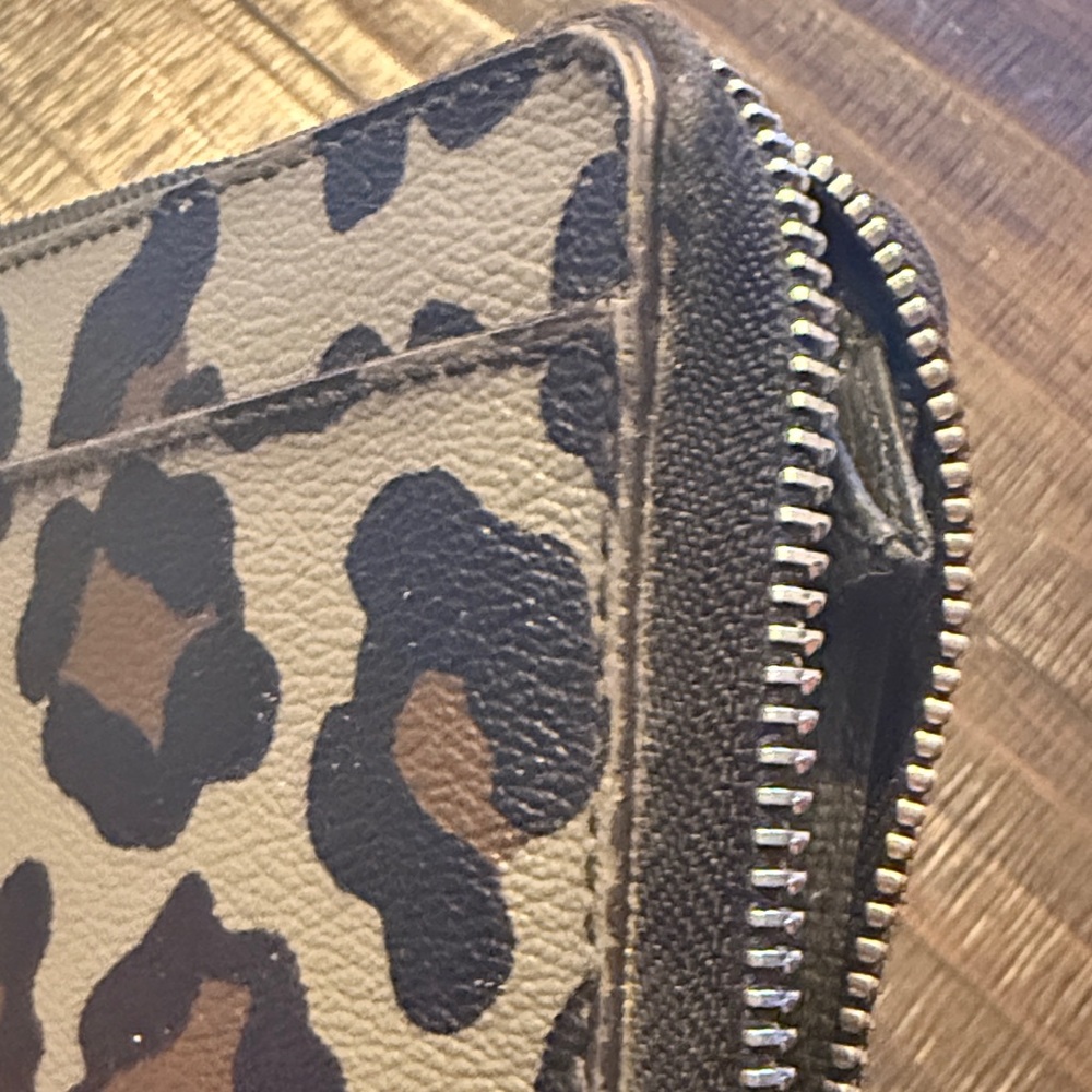 Coach Tan and Black Animal Print Wallet - Picture 6 of 10